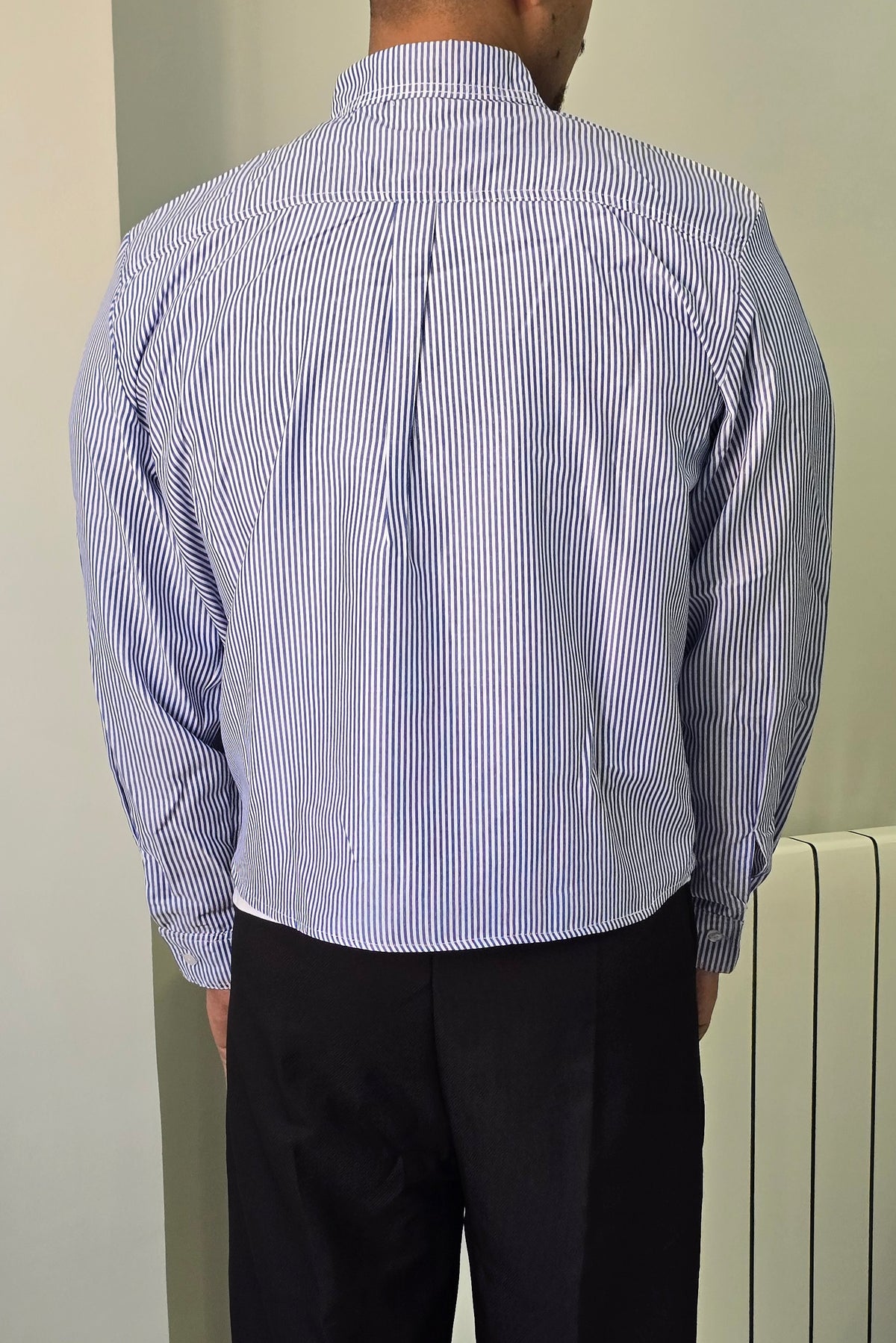 Cropped Striped Button Up Shirt