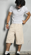 Beige Pleated Jorts
