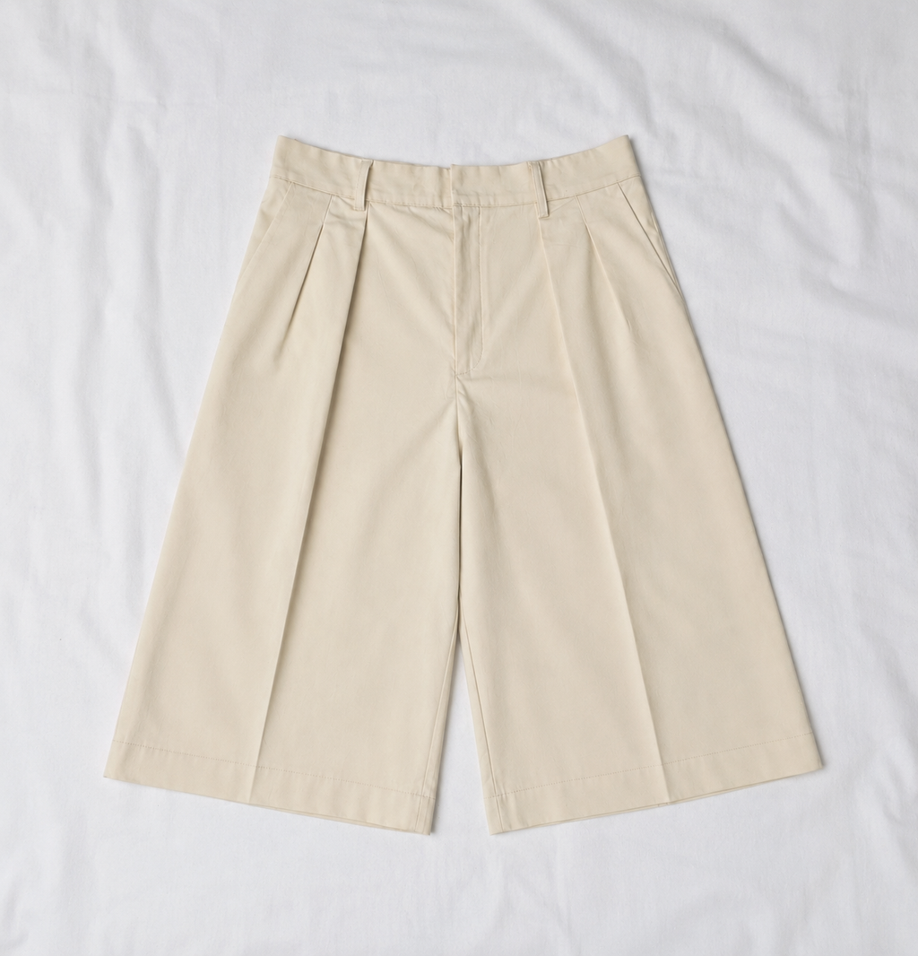 Beige Pleated Jorts